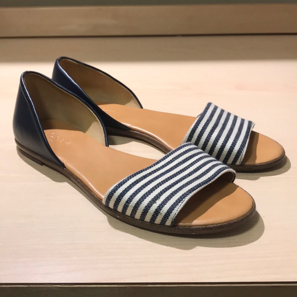 J Crew Navy Striped Sandals Size 7.5